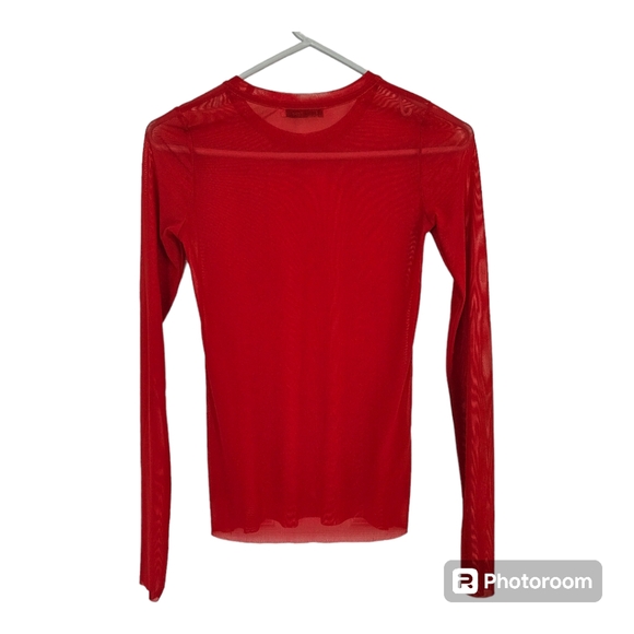 Wilfred Free semi sheer red kristen t shirt long sleeve - Picture 2 of 6